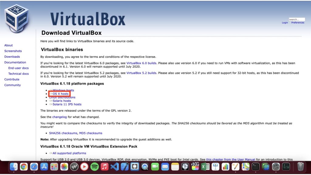 VirtualBox ダウンロードサイト