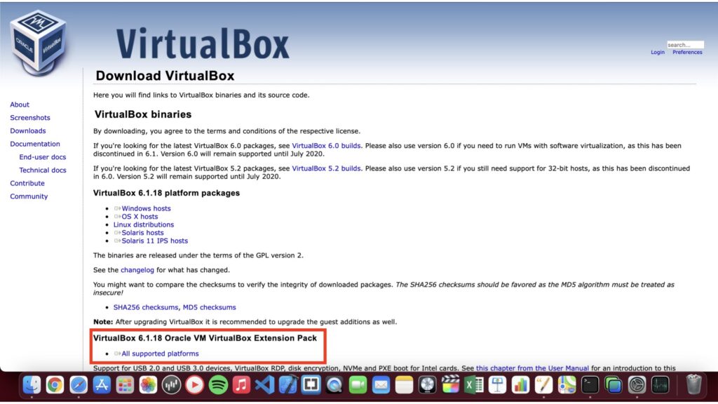 VirtualBox Extension Pack インストール画面